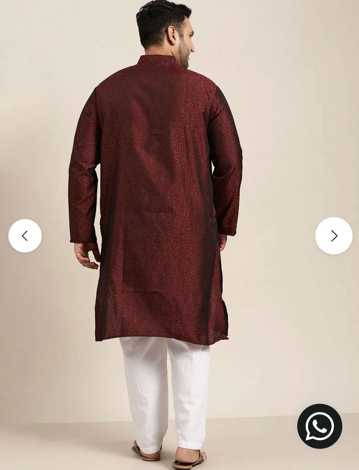 Men's Silk Blend Maroon Self Design ONLY Long Kurta in Berlin Namma Markt