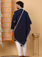 Men Blue Embroidered Kurta with Trouser with Stole in Germany