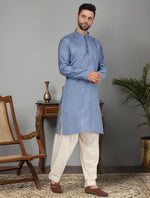 Men's Cotton Silk Mirror Work Yoke Design Long Sleeve Kurta in Germany