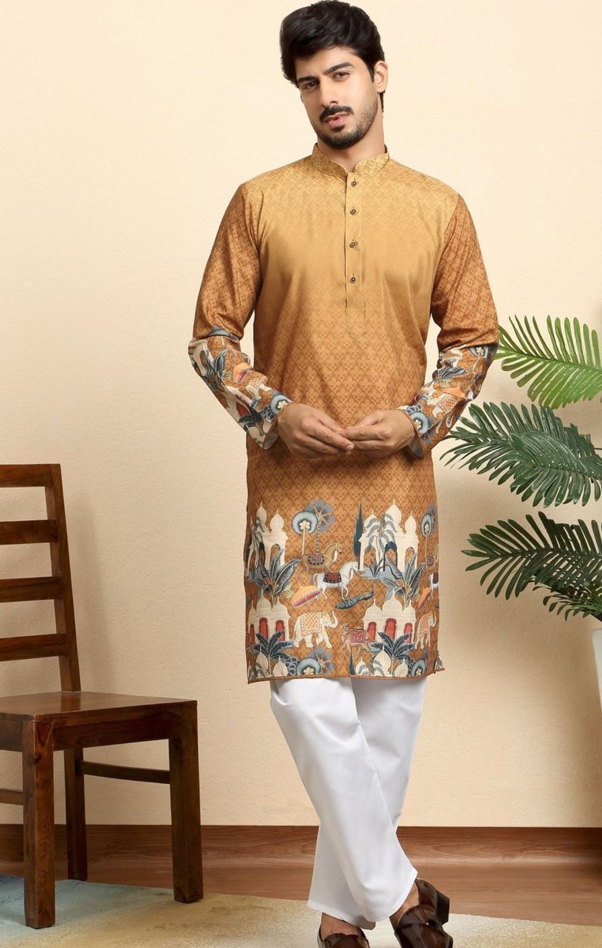 Men Ethnic Motifs Printed Regular Kurta with Pyjamas in Germany