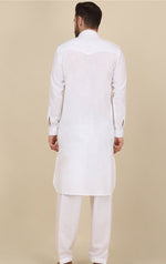 Shirt Collar Cuffed Sleeves Pure Cotton Pathani Kurta With Salwar in Germany