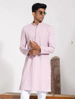 Pink Regular Fit Embroidered Kurta in Germany