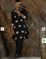 Cotton Silk Ethnic Motifs Embroidered Black Kurta With Trouser Pant in Germany