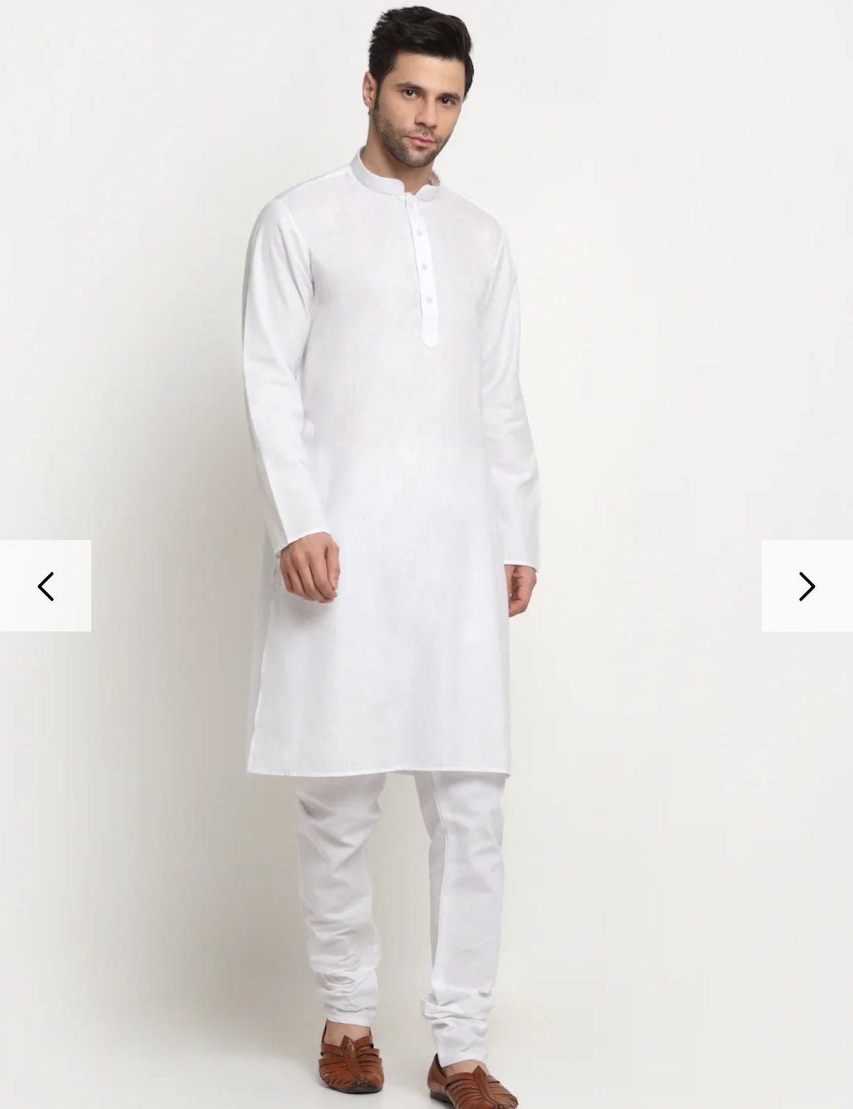 Cotton Solid White Kurta Churidar With Twill Nehru Jacket Set in Germany