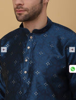 Men's Silk Blend Jacquard Sequenced Kurta