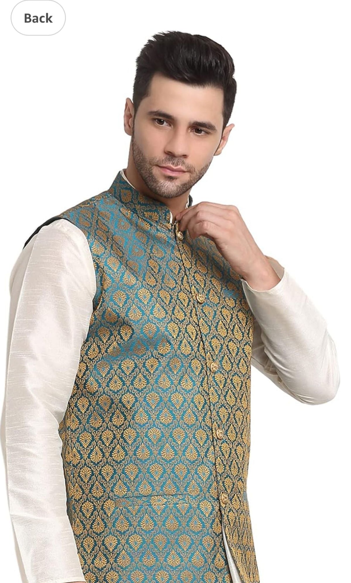 Men Silk Blend Kurta And Pajama Paisley Nehru Jacket Only in Germany Namma Markt
