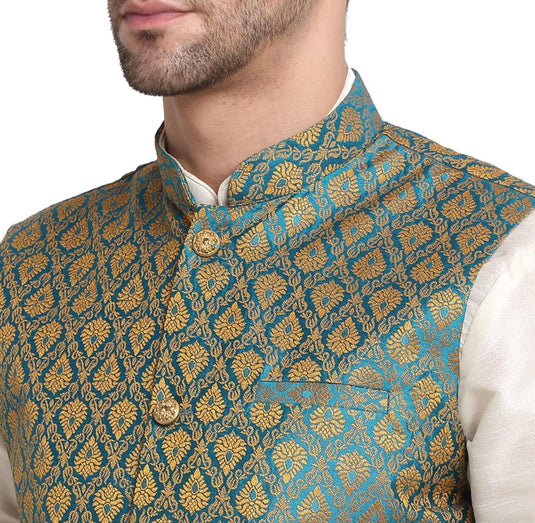 Men Silk Blend Kurta And Pajama Paisley Nehru Jacket Only in Germany Namma Markt