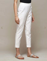Off White Cotton Narrow Embroidered Pants in Germany