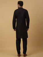 Men's Silk Blend Black Kurta, Churidar with Cotton Silk Sequenced Nehru Jacket Set in Germany