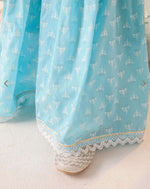 Girls SkyBlue Cotton Regular Fit Printed Kurta Set in Germany
