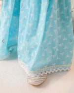 Girls SkyBlue Cotton Regular Fit Printed Kurta Set in Germany