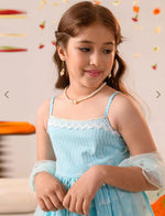 Girls SkyBlue Cotton Regular Fit Printed Kurta Set in Germany
