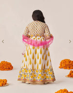 Girls Yellow Cotton Regular Fit Printed Lehenga Choli in Germany
