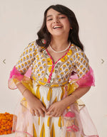 Girls Yellow Cotton Regular Fit Printed Lehenga Choli in Germany