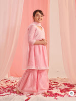 Girls Floral Embroidered Regular Thread Work Kurta With Sharara With Dupatta in Germany