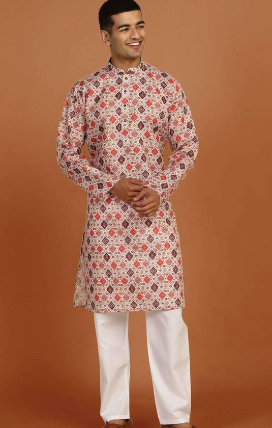 Geometric Printed Knee-Length Kurta with Pyjama