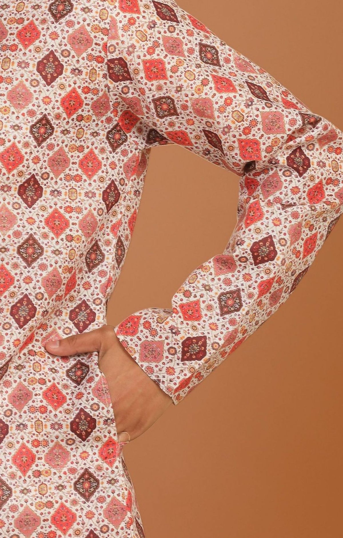 Geometric Printed Knee-Length Kurta with Pyjama Namma Markt