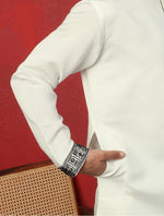 Men's Cotton Silk Beads Work Animal Motifs Cream Kurta with Pant in Berlin