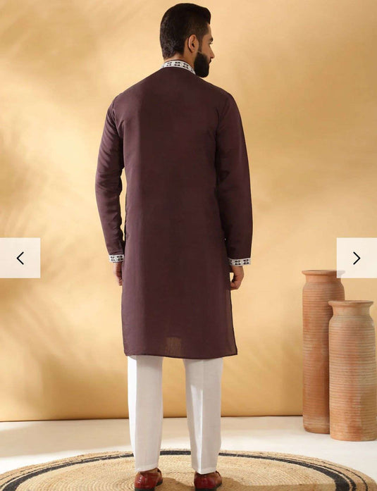 Cotton Silk Embroidered Sequin Work Kurta With Cotton Silk White Trouser Pant set in Germany