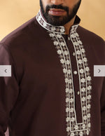 Cotton Silk Embroidered Sequin Work Kurta With Cotton Silk White Trouser Pant set in Germany Namma Markt