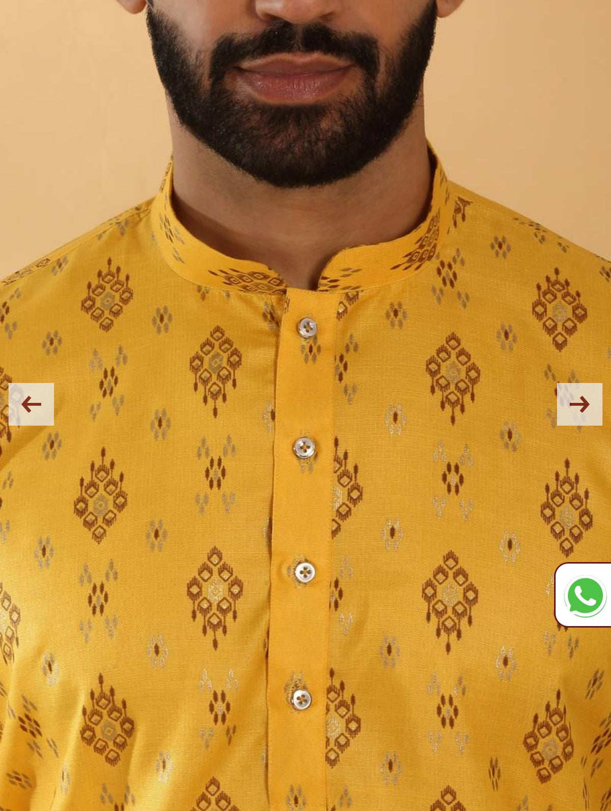 Cotton Blend Geometric Printed Yellow Kurta and Pyjama in Germany Namma Markt