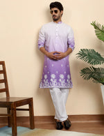 Cotton Blend Printed Olive Kurta and Pyjama in Germany