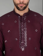 Men'S Purple Cotton Silk Sequin Worked Kurta and Pyjama in Germany