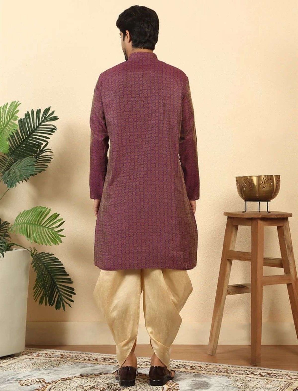 Men Jacquard Kurta Dhoti Set in Germany