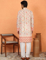 Beige Cotton Floral Kurta with Pyjama in Germany