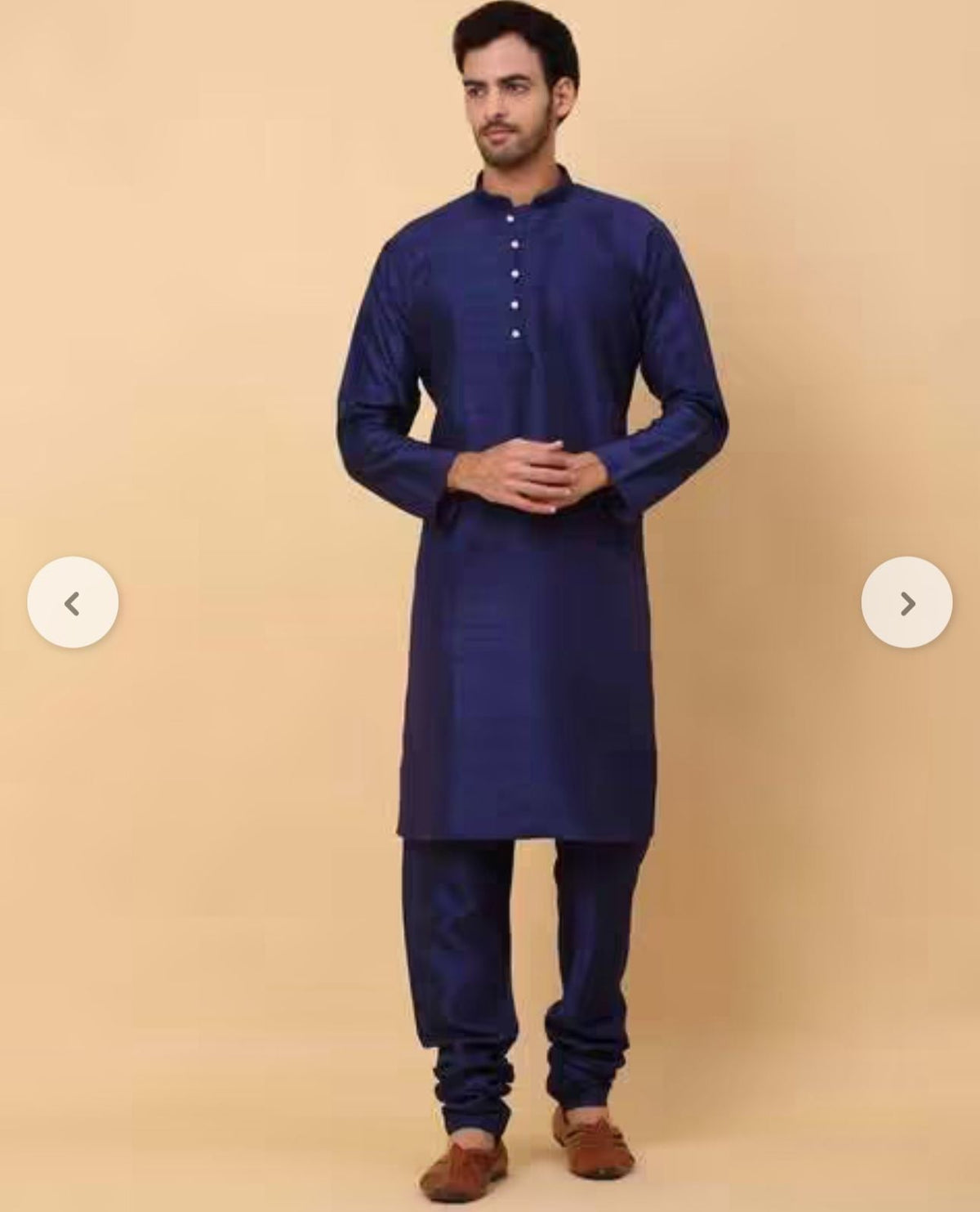 Men's Silk Navy Blue Kurta Churidar With Embroidered Zari Bandhgala Suit/Coat in Berlin