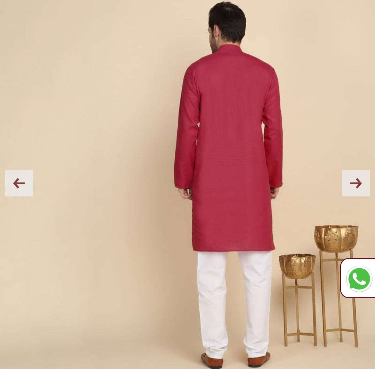 Cotton Blend Solid Denim Red Kurta With Pyjamas in Germany