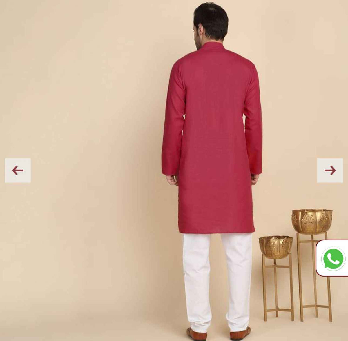 Cotton Blend Solid Denim Red Kurta With Pyjamas in Germany