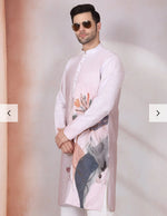 Marble Print Long Kurta With White Elastic Waistband Pyjama Set in Berlin