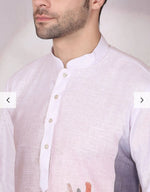 Marble Print Long Kurta With White Elastic Waistband Pyjama Set in Berlin