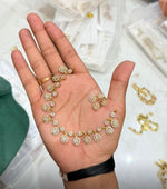 AD Stone Floral Minimal Gold Plated Necklace with Earring Premium Quality in Germany