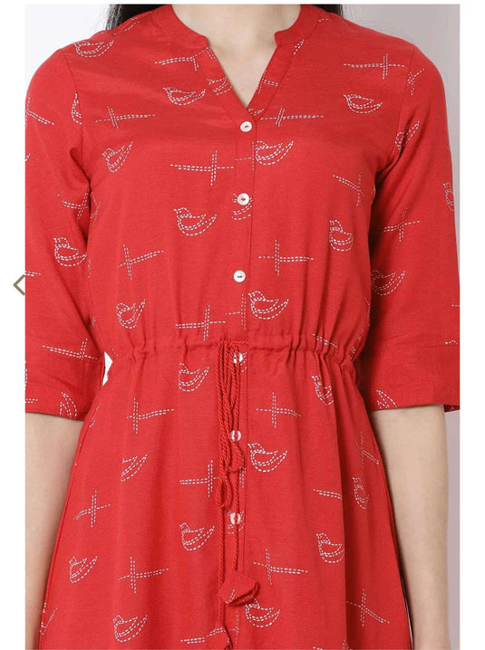 Red Printed Assymetric Kurti in Germany Namma Markt