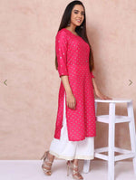 Pink Printed Straight Kurta in Germany