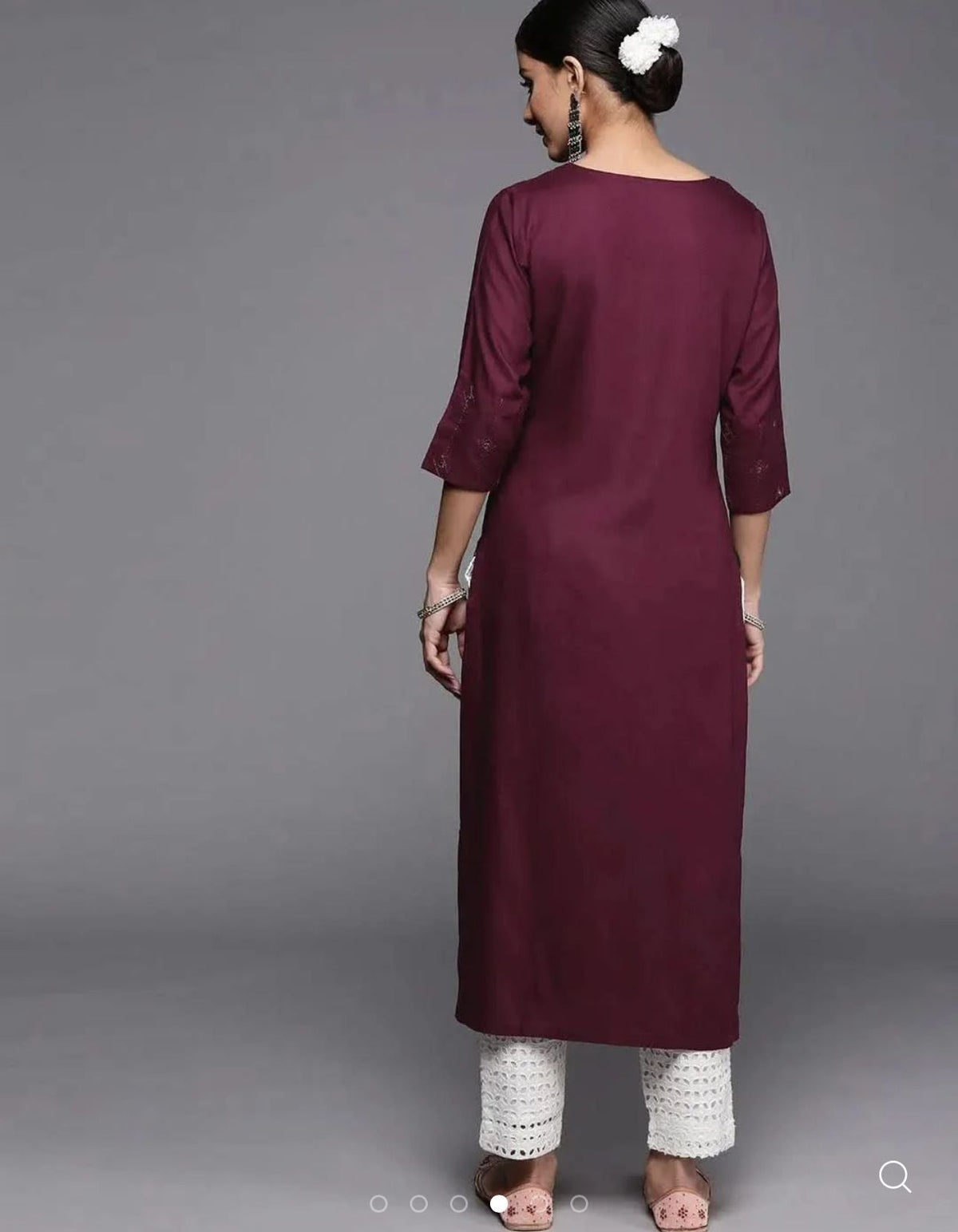Burgundy Embroidered Rayon Kurta in Berlin