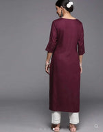 Burgundy Embroidered Rayon Kurta in Berlin