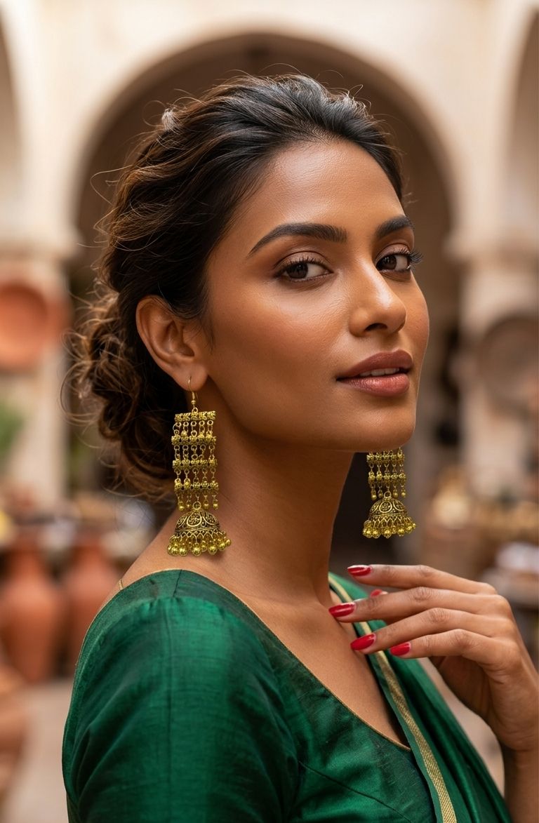 The Elegance of Emerald and Gold Earrings in Munich