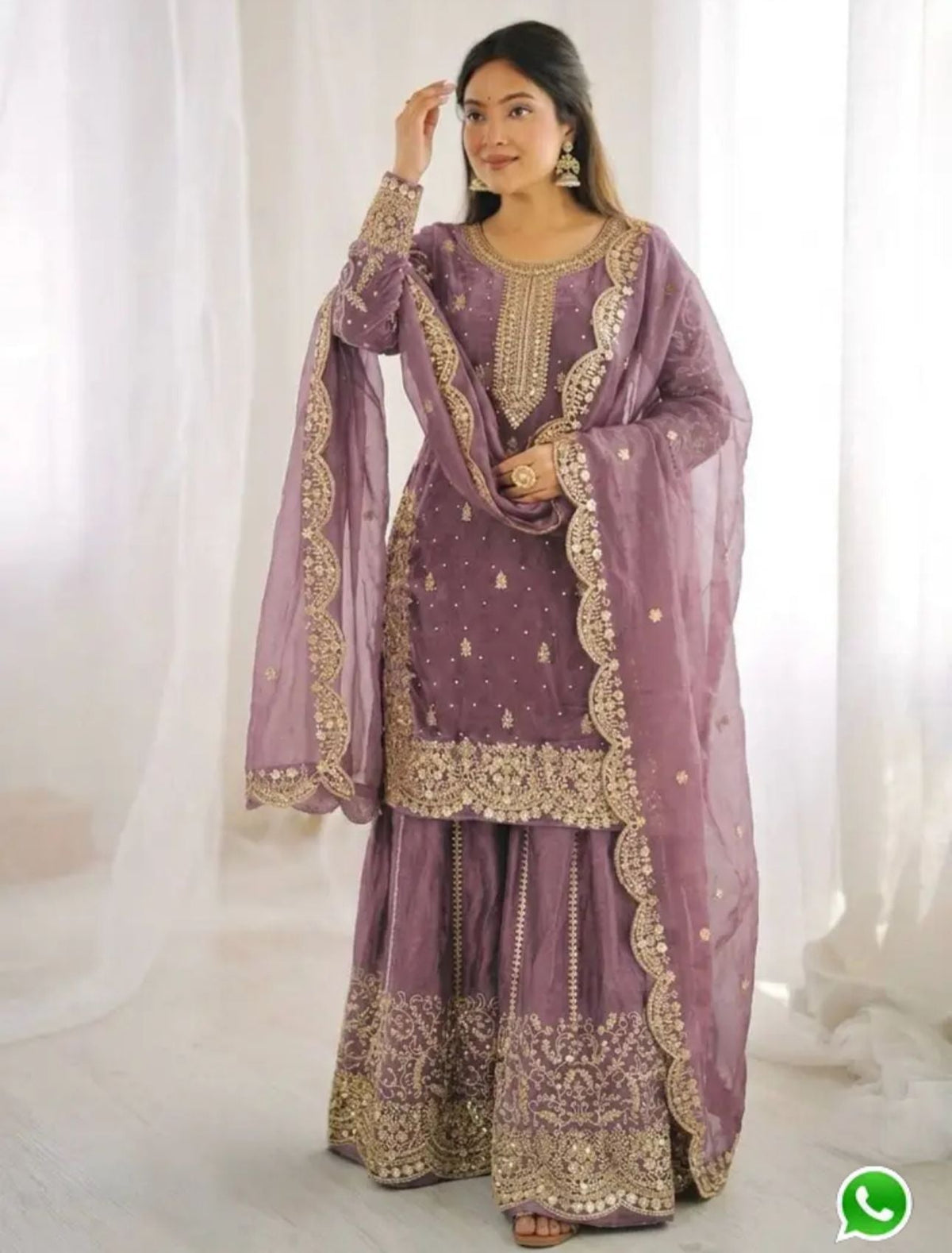 Latest Lavender Designer Silk Palazzo Suit for Women Party Wear In Germany