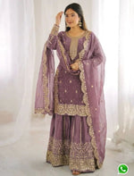 Latest Lavender Designer Silk Palazzo Suit for Women Party Wear In Germany