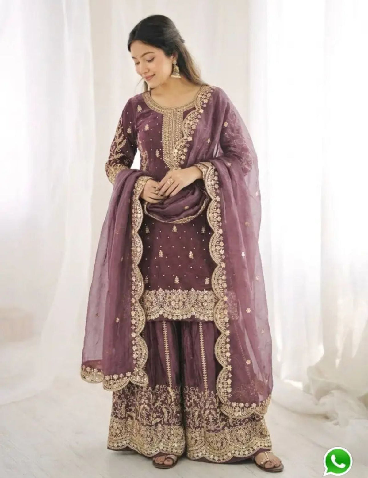 Latest Lavender Designer Silk Palazzo Suit for Women Party Wear In Germany