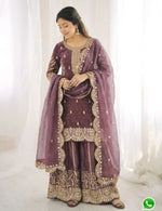 Latest Lavender Designer Silk Palazzo Suit for Women Party Wear In Germany