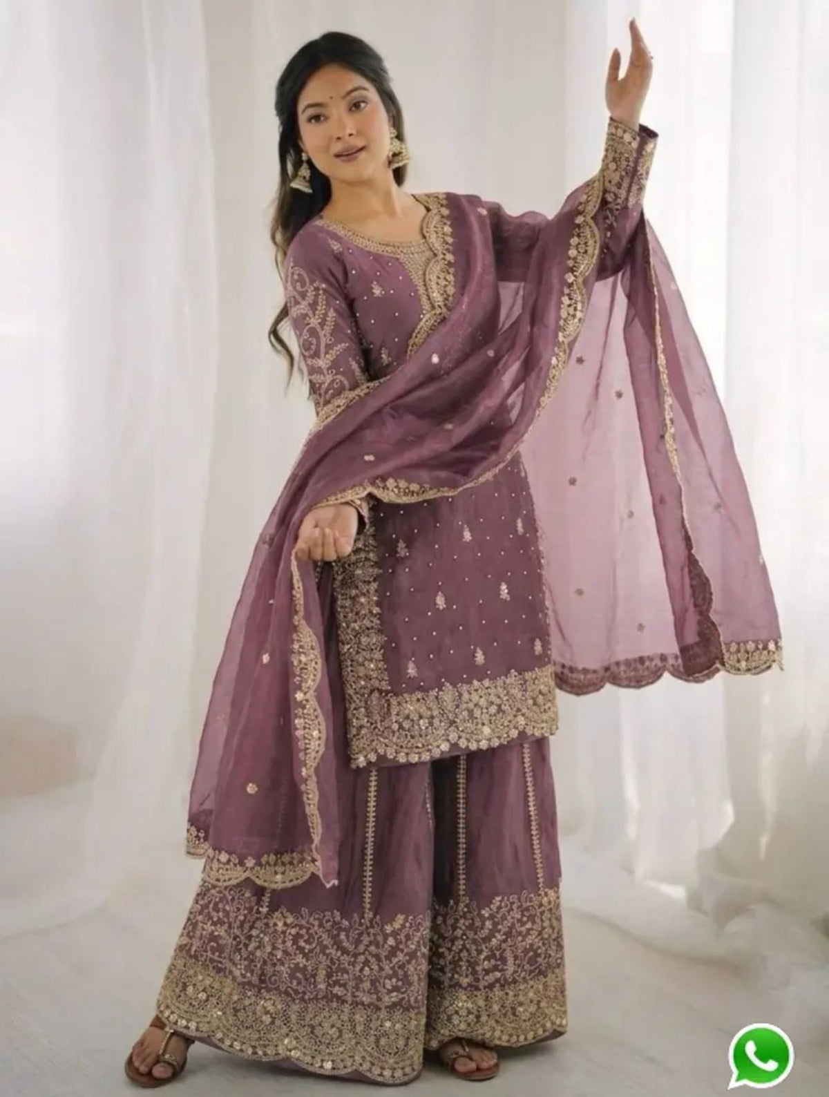 Latest Lavender Designer Silk Palazzo Suit for Women Party Wear In Germany