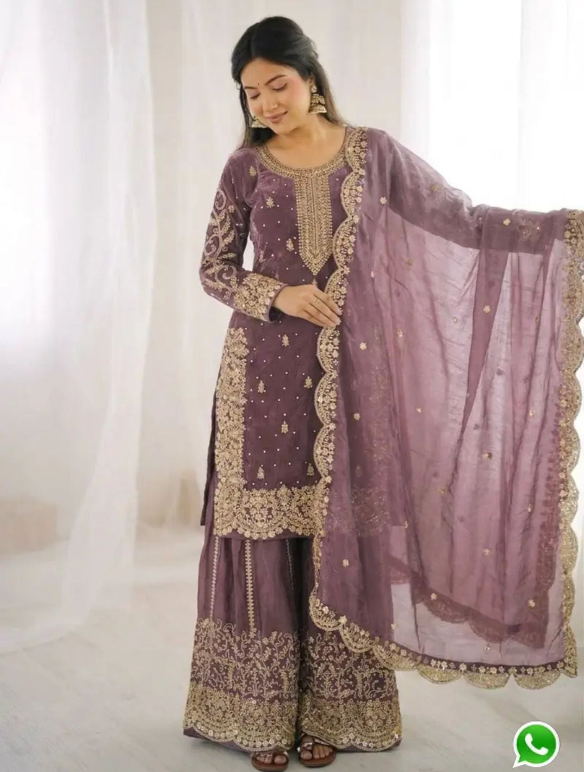 Latest Lavender Designer Silk Palazzo Suit for Women Party Wear In Germany