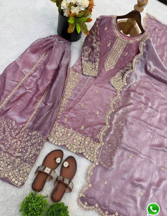Latest Lavender Designer Silk Palazzo Suit for Women Party Wear In Germany