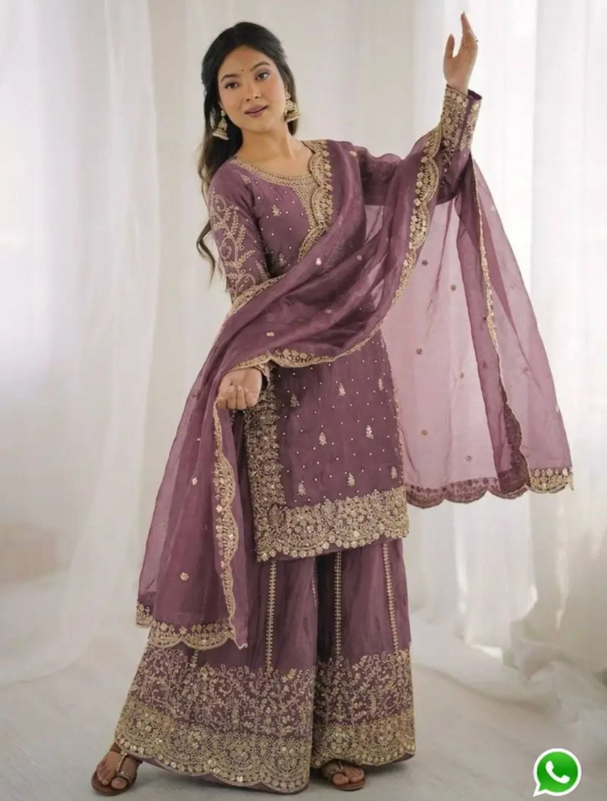 Latest Lavender Designer Silk Palazzo Suit for Women Party Wear In Germany