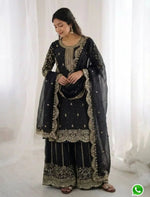 Latest Black Designer Silk Palazzo Suit for Women Party Wear In Germany
