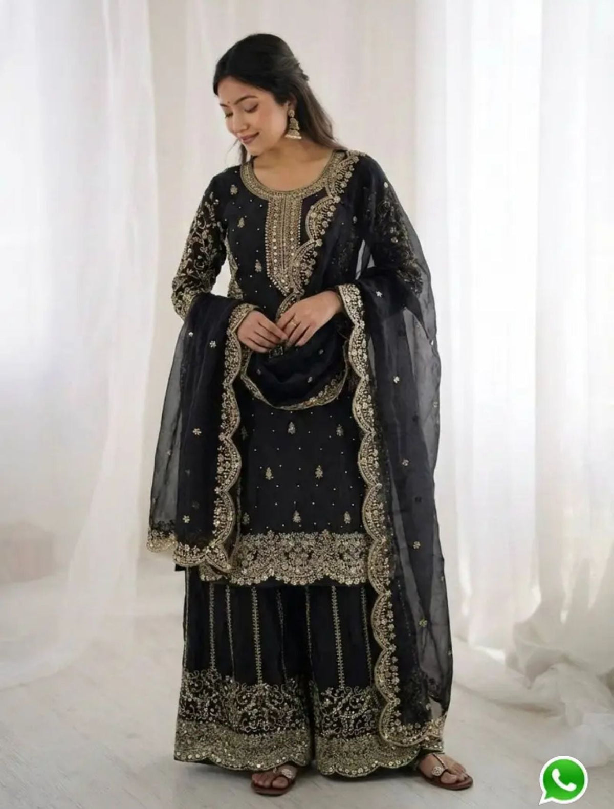 Latest Black Designer Silk Palazzo Suit for Women Party Wear In Germany